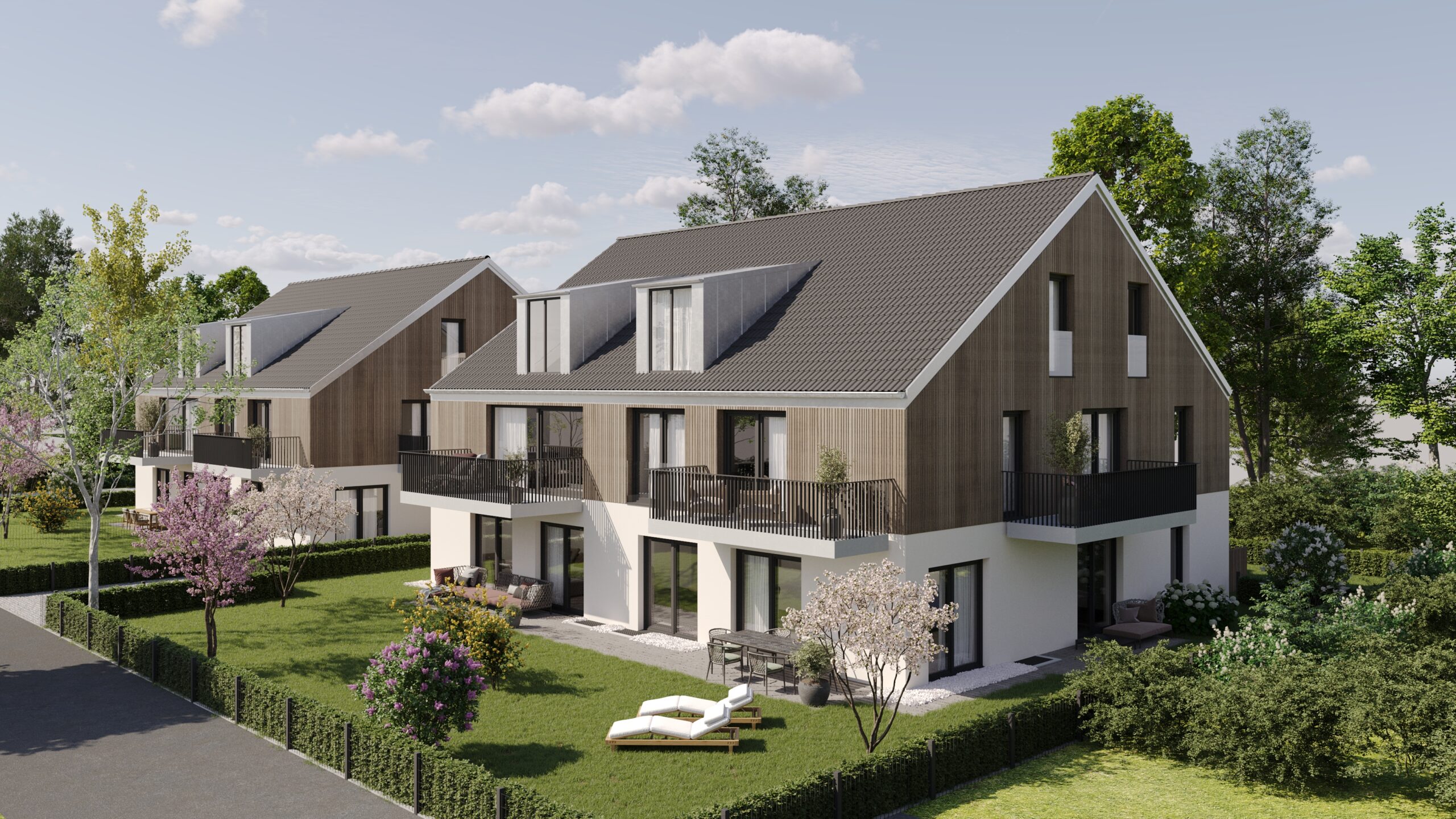 Außenansicht Ottendichl Aussenansicht mit großem Garten und Sträucher